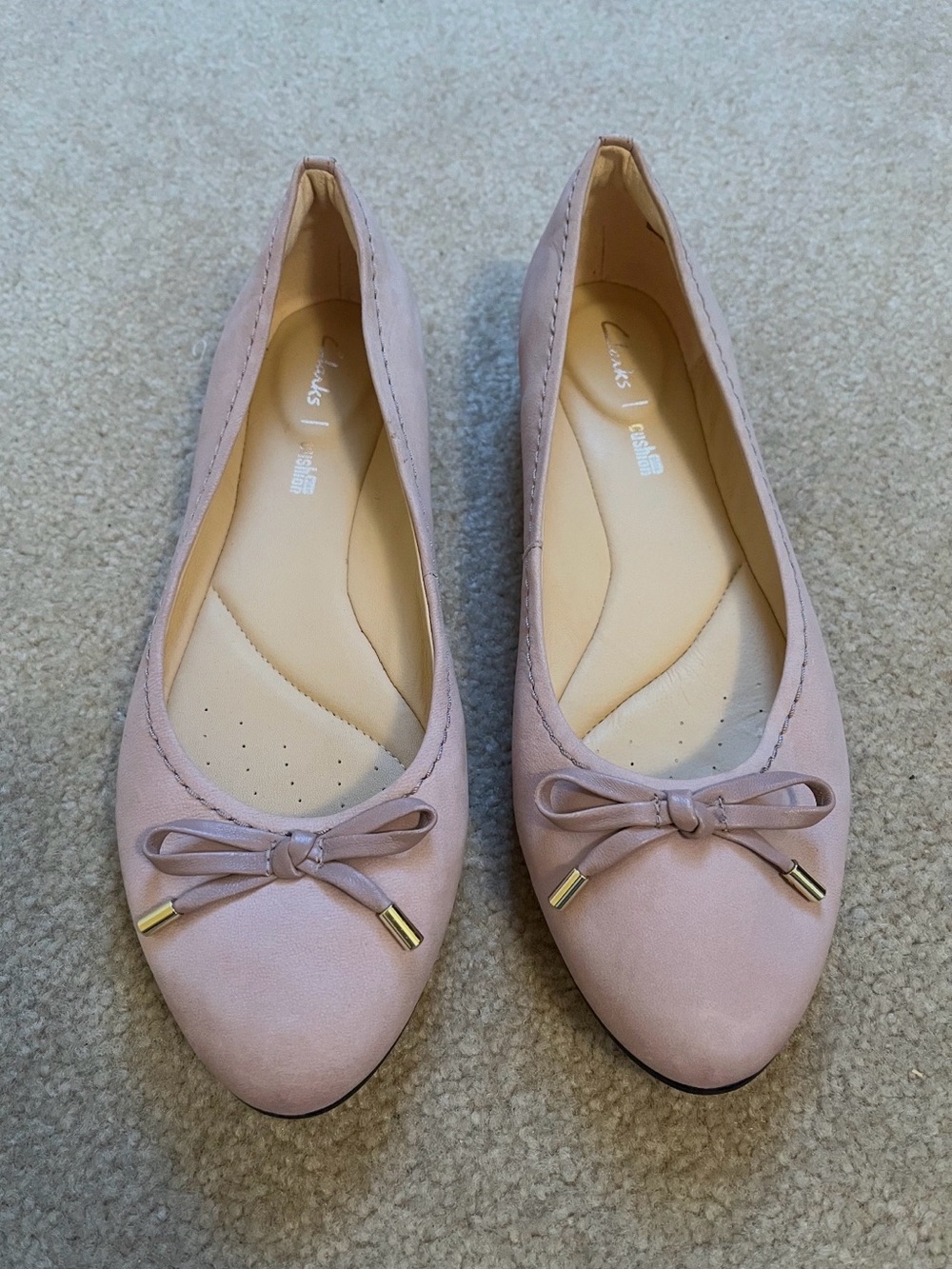 Clarks Grace Lily Blush Pink Leather Ballet Flats Women’s Size 9 Cushion Soft
